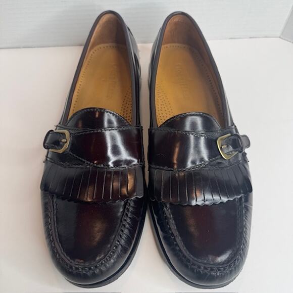 Cole Haan Pinch Buckle Loafers Mens 11 D Dark Burgundy Leather Kiltie Monk Strap - Picture 1 of 10